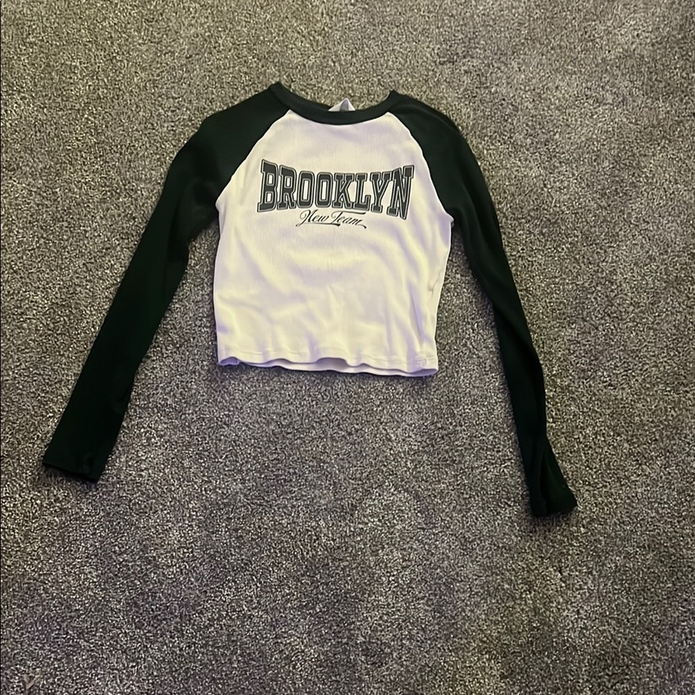 H&M dark green and White Kids Raglan Shirt
